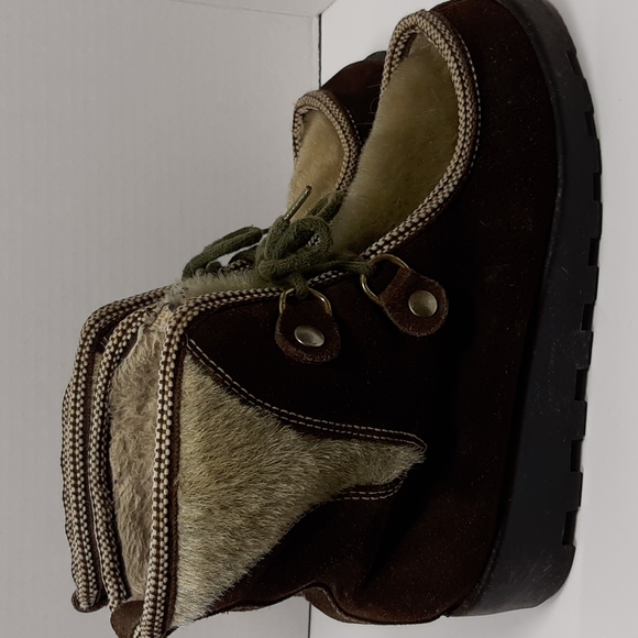 60s 70s Vintage Women's Brown Faux Fur Snow Boots Vintage Size 8 "true to size" - Picture 14 of 15